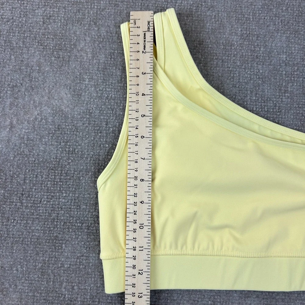 Fourlaps Solo Sports Bra Womens Small‎ Yellow Nylon Stretch One Shoulder Yoga